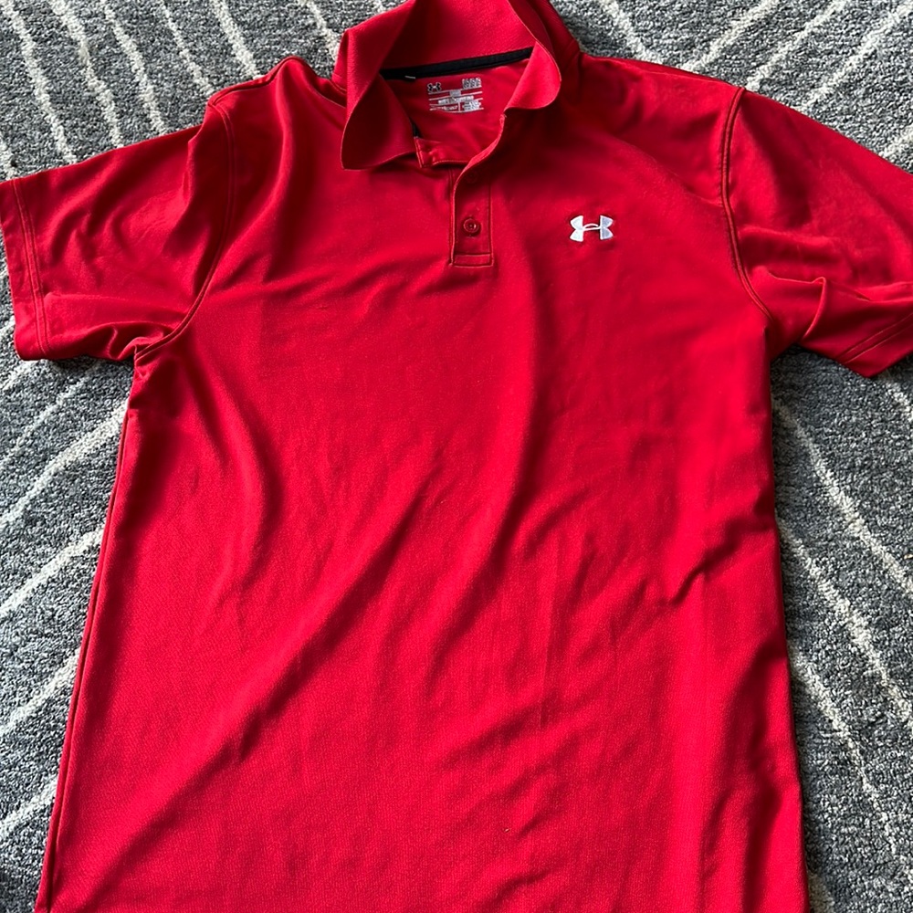 Red UA golf shirt